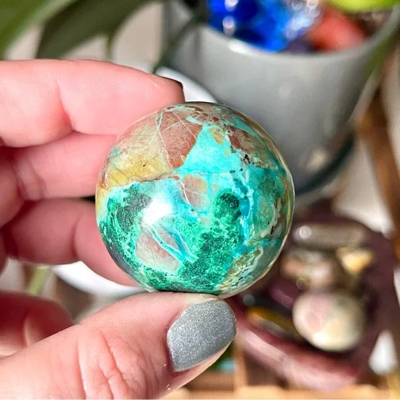 💙Chrysocolla Malachite Trauma Release Crystal Sphere💙